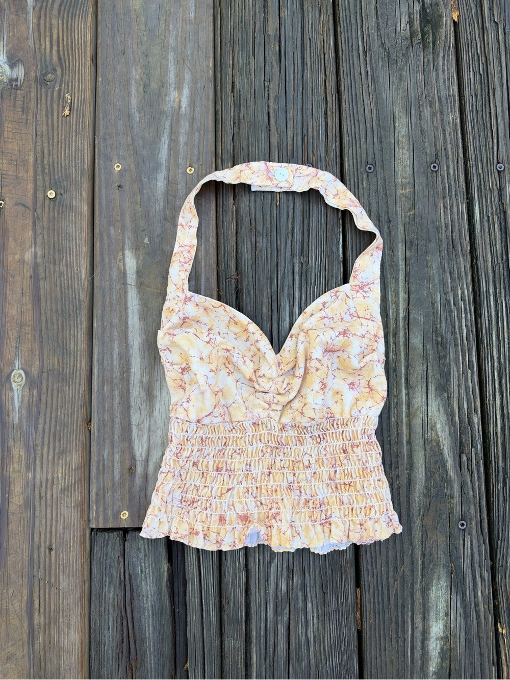 1970s Vintage Handmade Smocked Halter Top